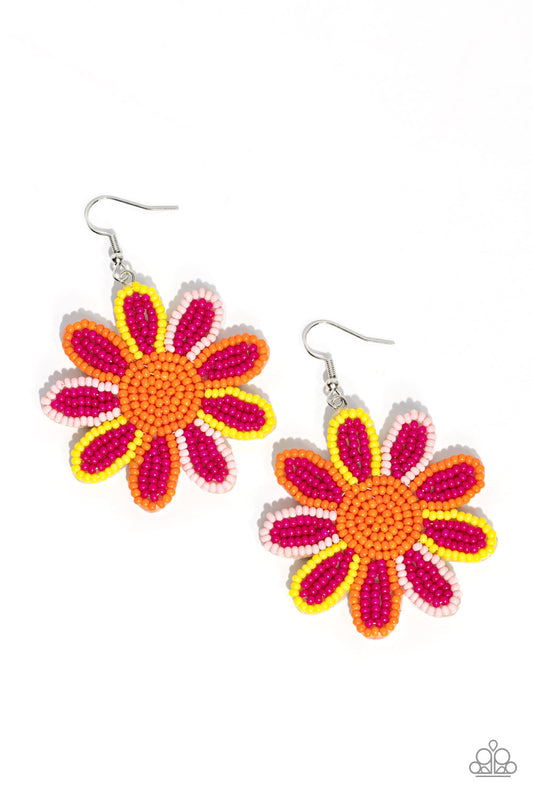Paparazzi Earrings - Decorated Daisies - Pink