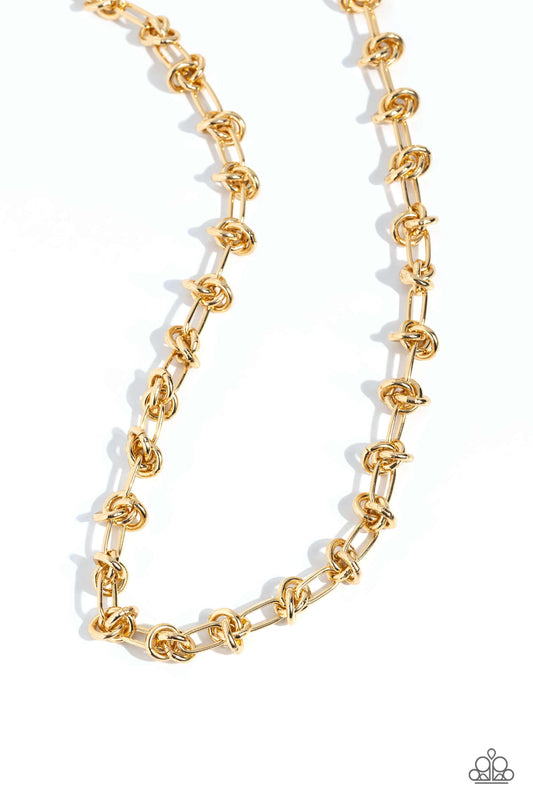 Paparazzi Necklaces - Knotted Kickoff - Gold