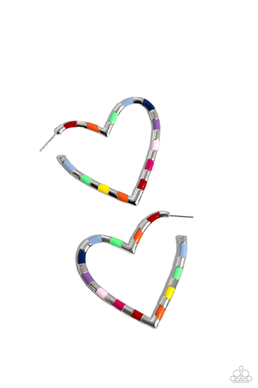 Paparazzi  Earrings - Striped Sweethearts - Multi