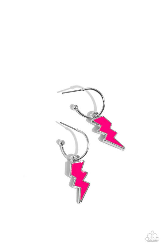 Paparazzi Earrings - Lightning Limit - Pink