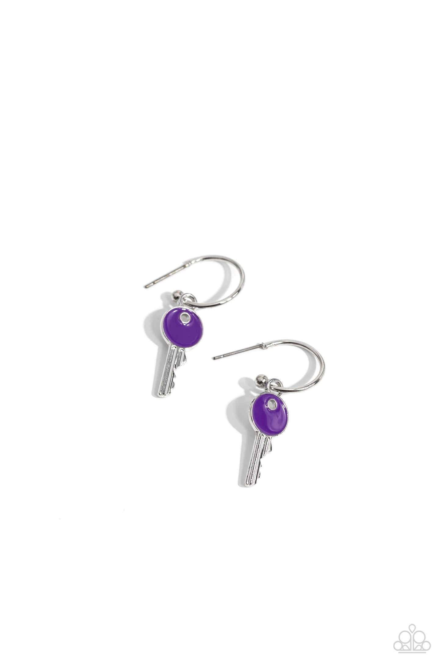 Paparazzi Earrings - Key Performance - Purple