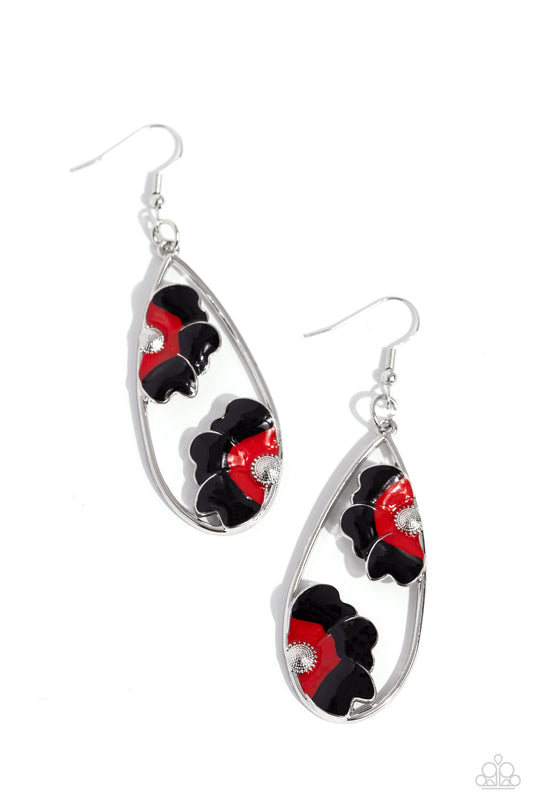 Paparazzi Earrings - Airily Abloom - Black