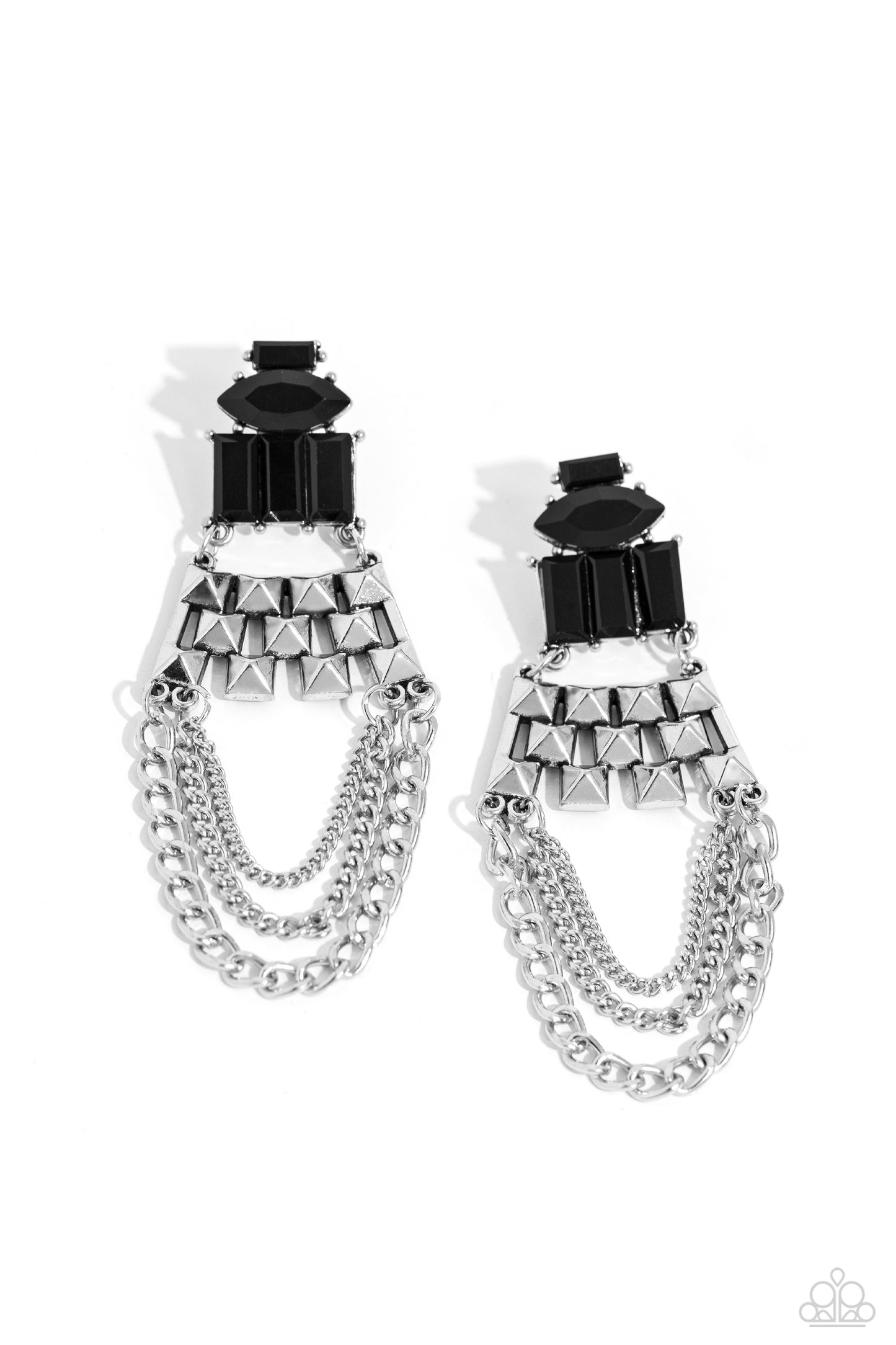 Paparazzi Earrings - Dangling Art Deco - Black