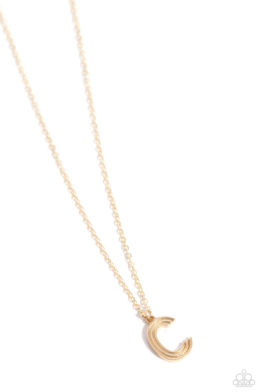 Paparazzi Necklaces - Leave Your Initials - Gold - C