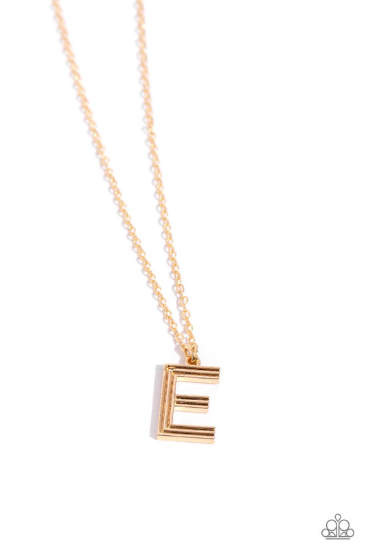 Paparazzi Necklaces - Leave Your Initials - Gold - E