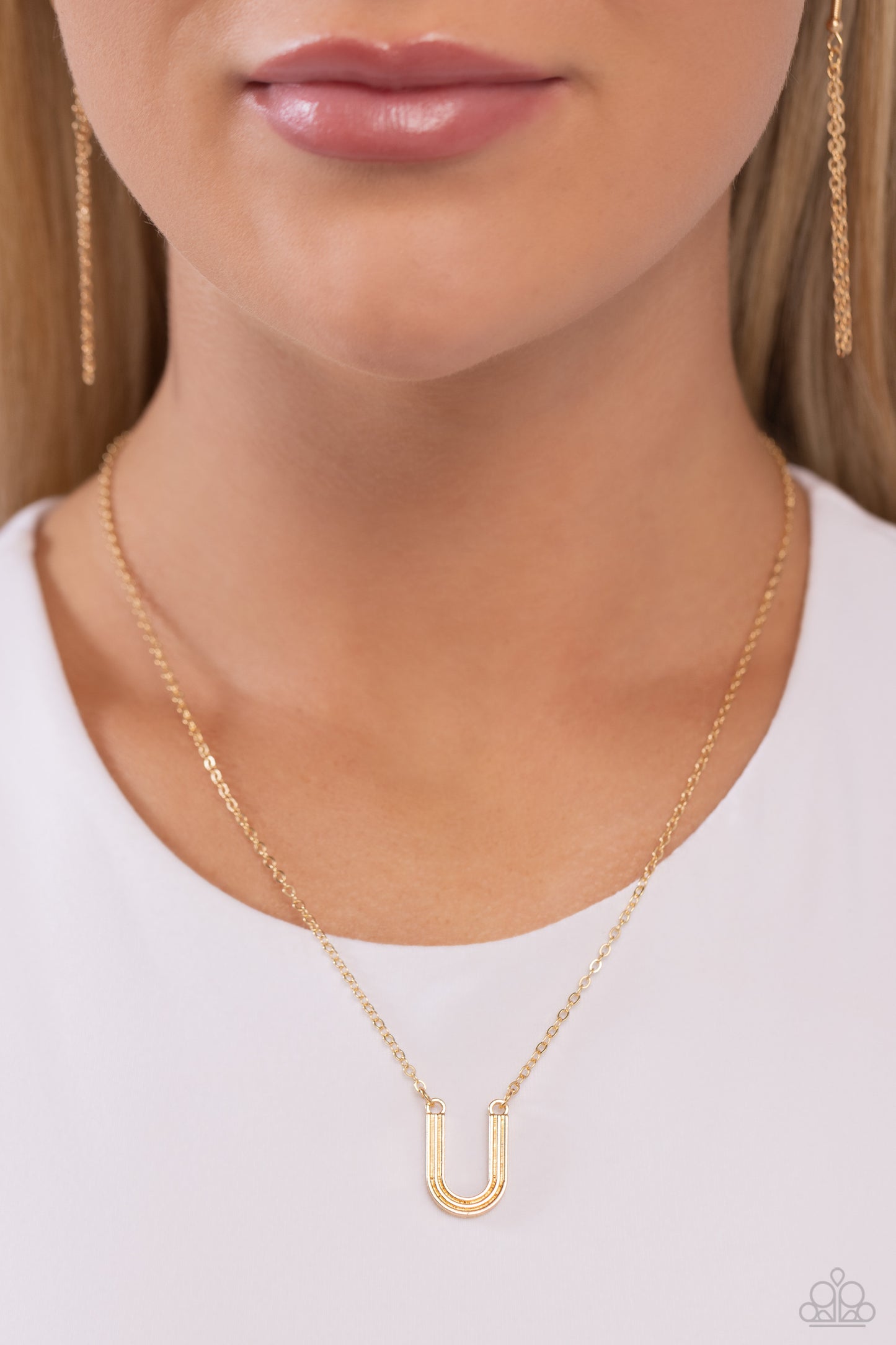 Paparazzi Necklaces - Leave Your Initials - Gold - U