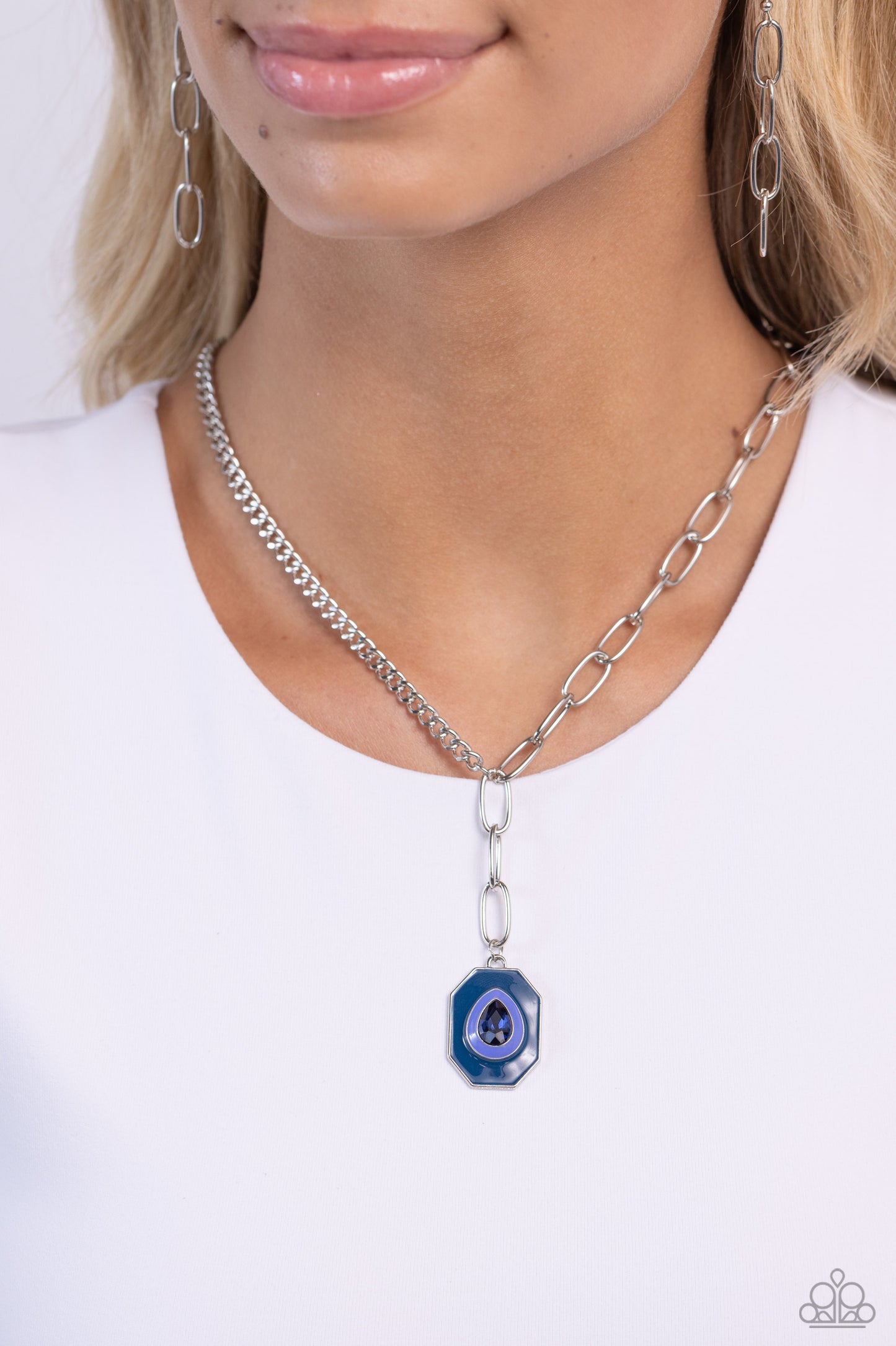 Paparazzi Necklaces - Hexagonal Hallmark - Blue