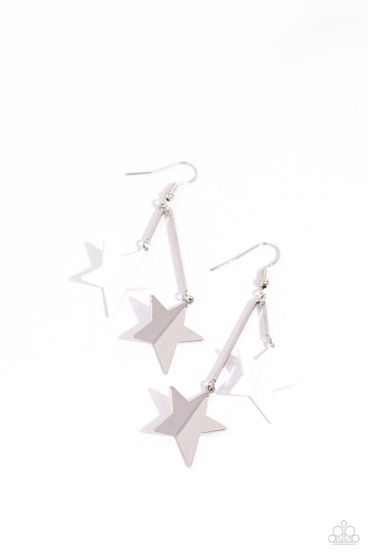 Paparazzi Earrings - Stellar STAGGER - White