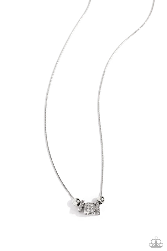 Paparazzi Necklaces - Rolling the Dice - White