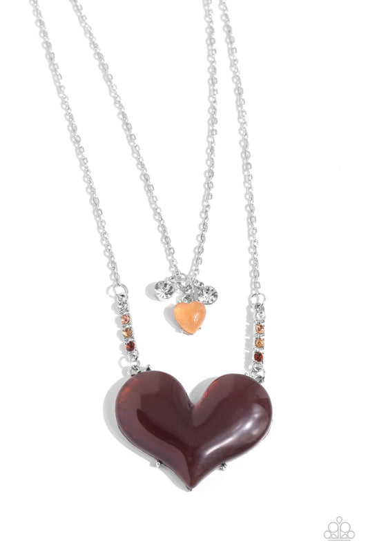 Paparazzi Necklaces - Heart-Racing Recognition - Brown