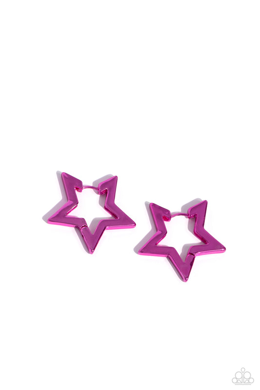 Paparazzi Earrings - In A Galaxy STAR, STAR Away - Pink