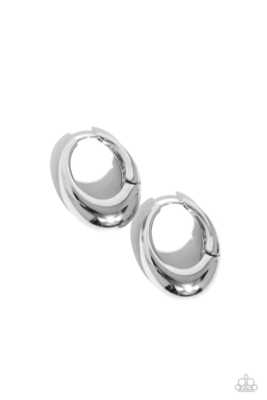 Paparazzi Earrings - Oval Official - Silver
