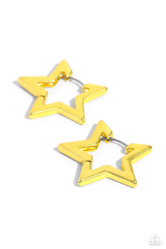 Paparazzi Earrings - In A Galaxy STAR, STAR Away - Yellow