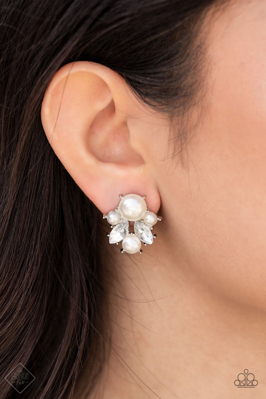 Paparazzi Earrings - Royal Reverie - White - Fashion Fix - Fiercely 5th Avenue