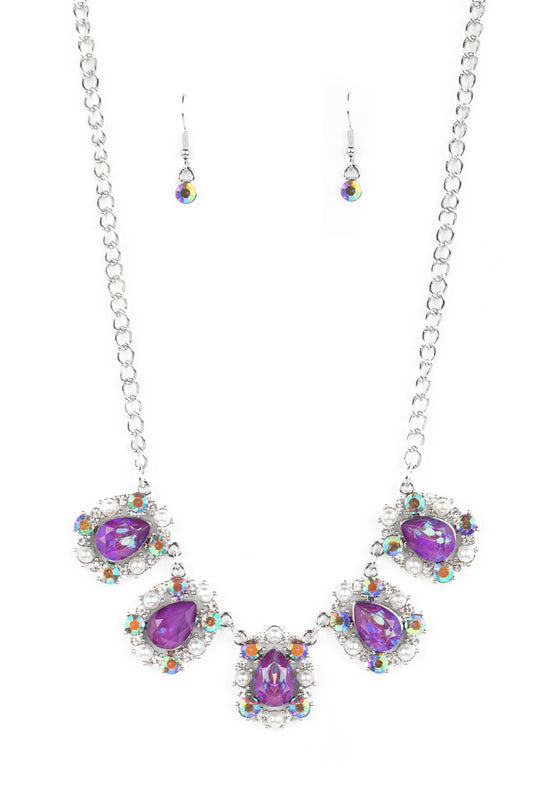 Paparazzi Necklaces - Pearly Pond - Purple
