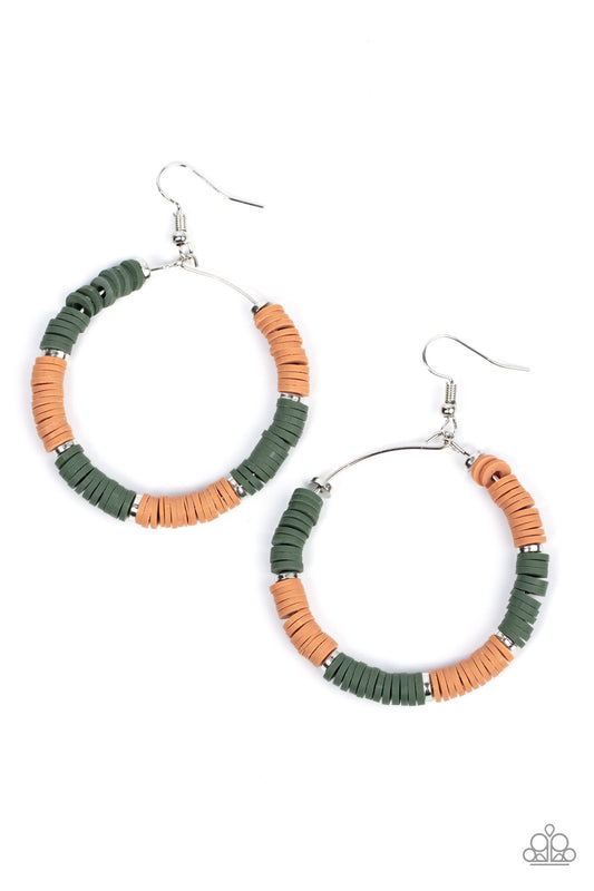 Paparazzi Earrings - Skillfully Stacked - Green