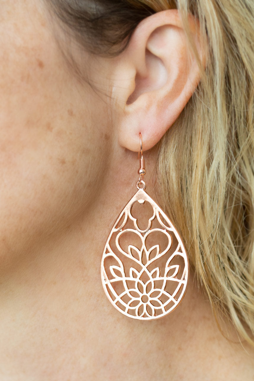 Paparazzi earring - Lovely Lotus - Copper