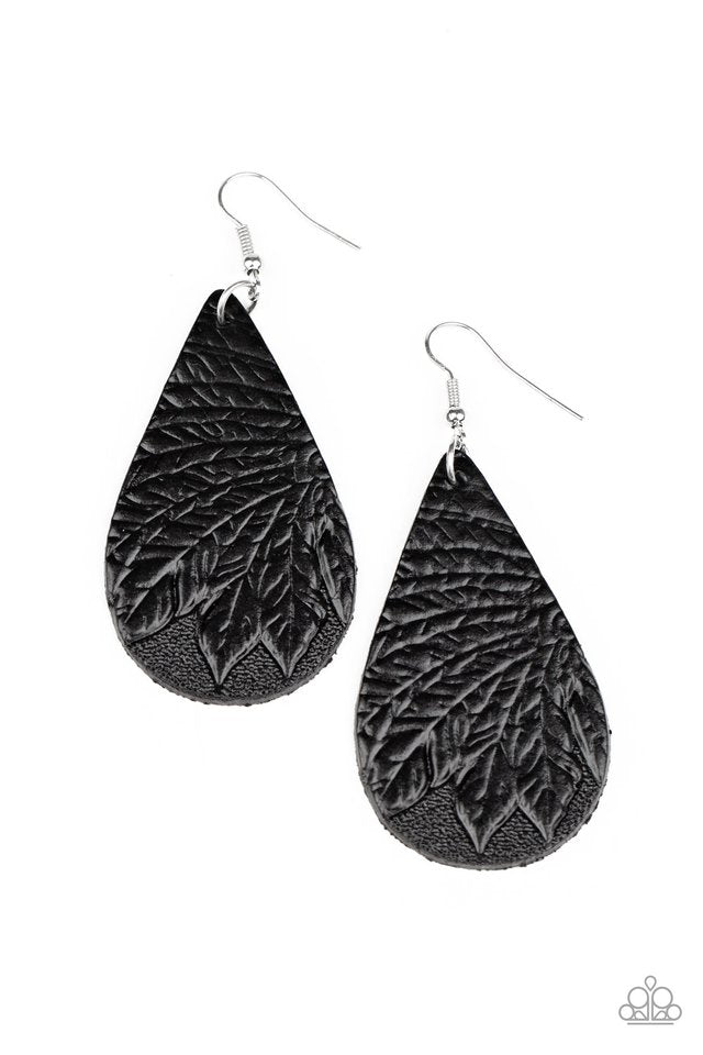 Paparazzi Earrings - Everyone Remain Palm! - Black