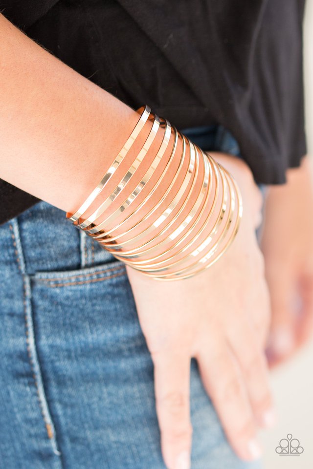 Paparazzi Bracelets - Front Line Shine - Gold