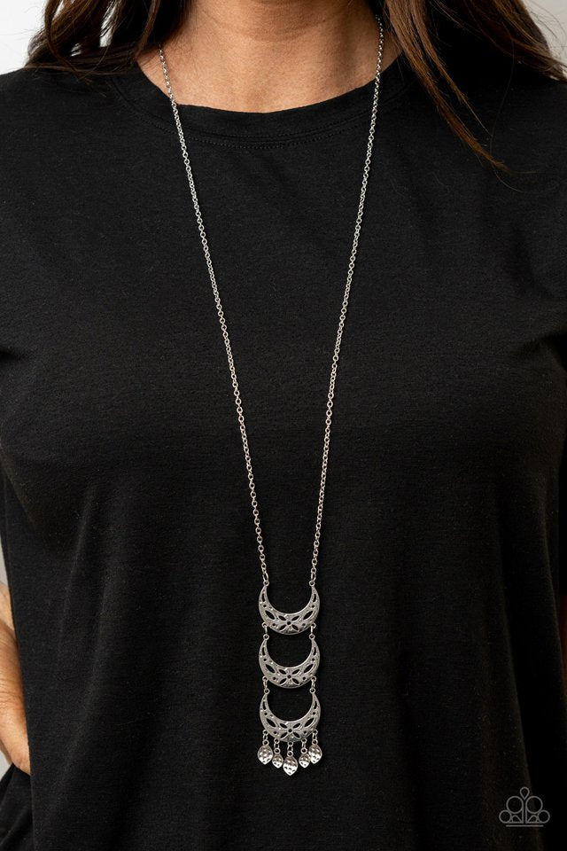 Paparazzi Necklaces - Half-Moon Child - Silver