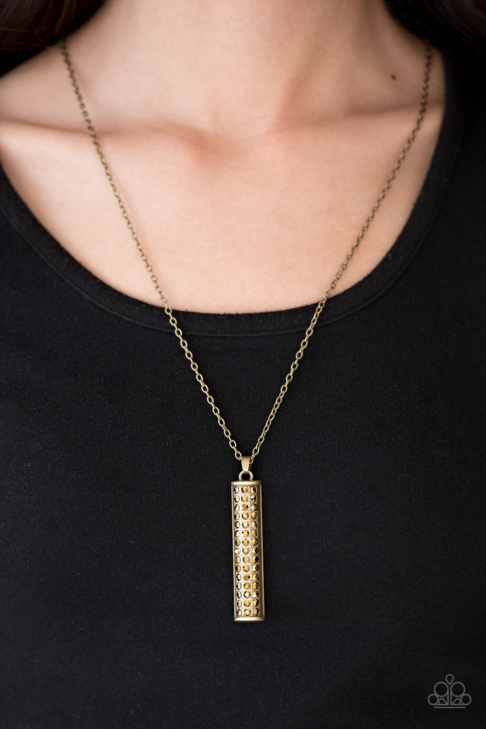 Triple shimmer clearance brass necklace