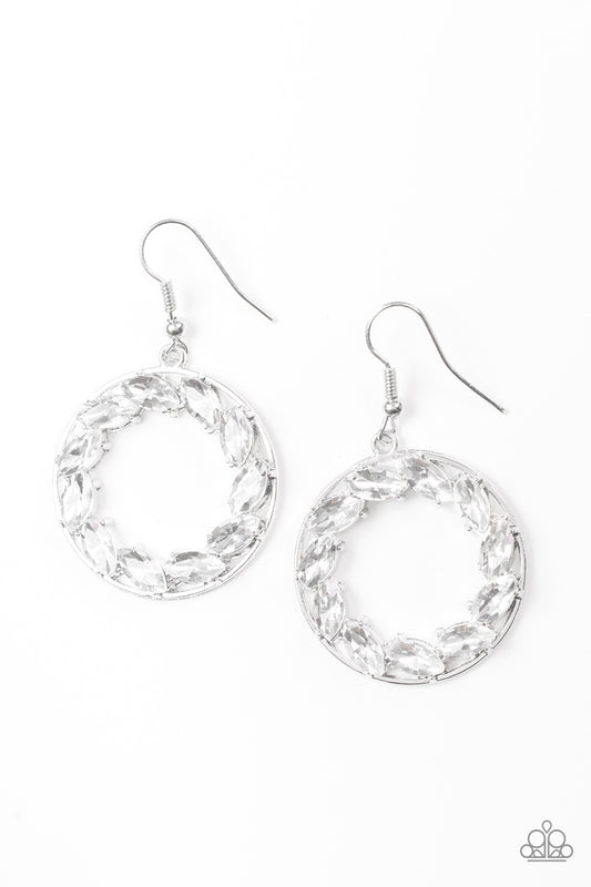 Paparazzi Earrings - Global Glow - White