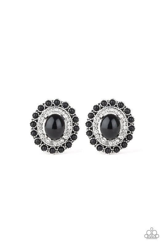 Paparazzi Earrings - Floral Flamboyance - Black