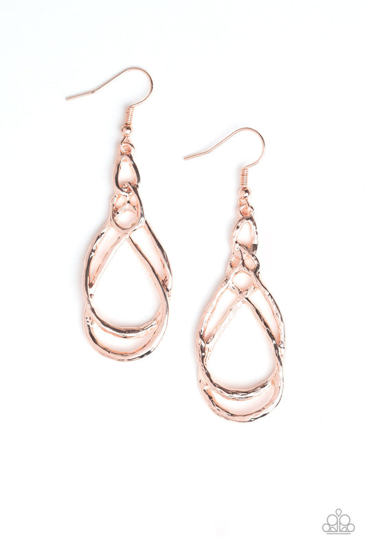 Paparazzi Earrings - Twisted Elegance - Rose Gold