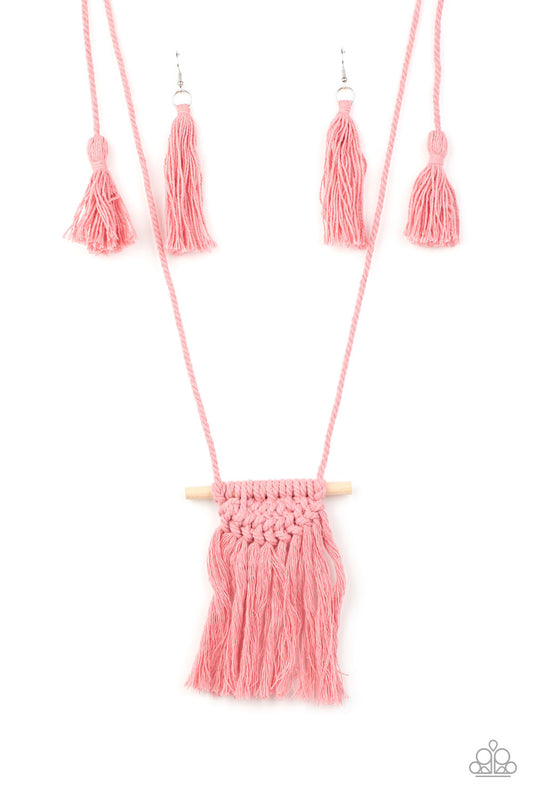 Paparazzi Necklaces - Between You and Macrame - pink