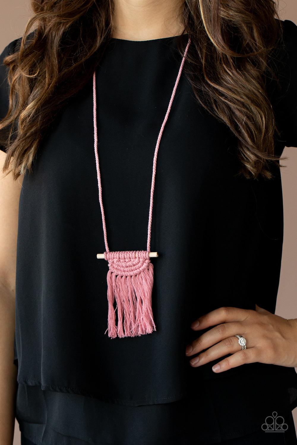 Paparazzi Necklaces - Between You and Macrame - pink