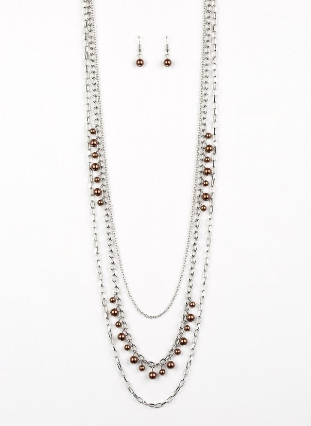 Paparazzi Necklaces - Pearl Pageant - Brown