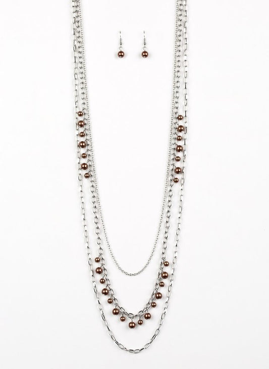Paparazzi Necklaces - Pearl Pageant - Brown