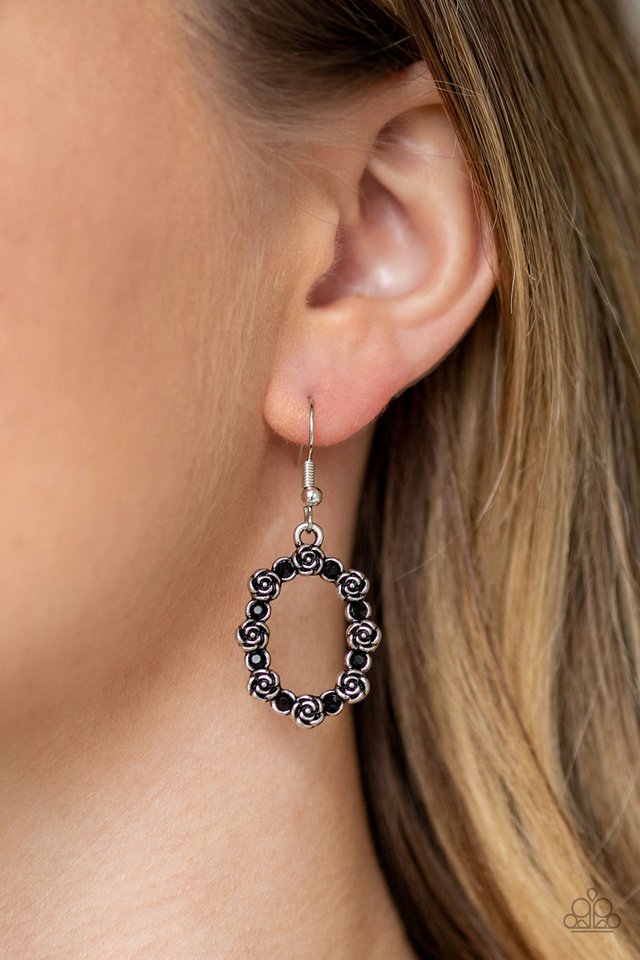Paparazzi Earrings - Rosy Royal - Black