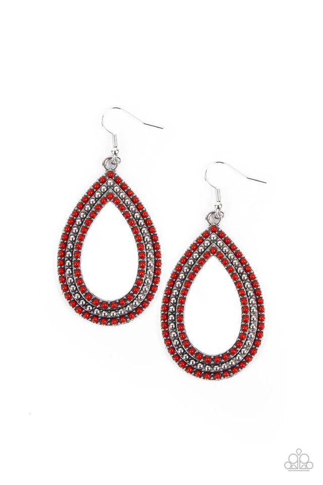 Paparazzi Earrings - Tear Tracks - Red